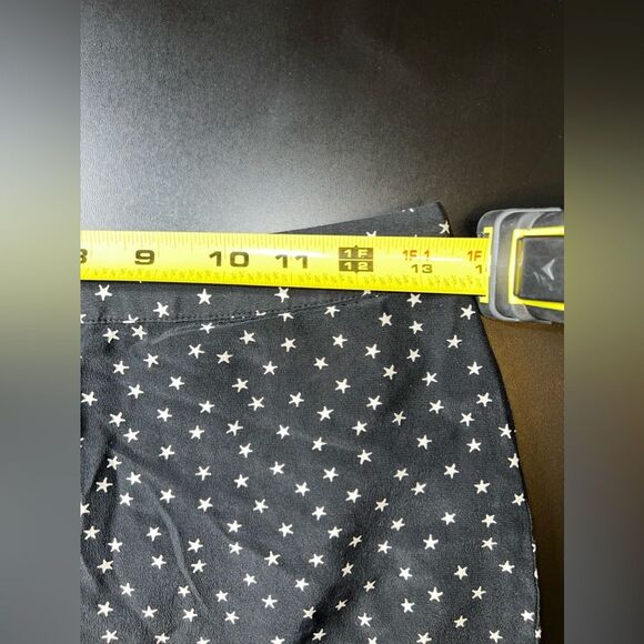 Madewell 100% Silk Black Star Printed Ruffle Bottom Mini Skirt Size 0 EUC - Picture 7 of 8